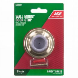 Ace 2-5/16 in. W Solid Brass w/Rubber Stop Bright Gold Wall Door Stop Mounts to door and wall 2-5/16