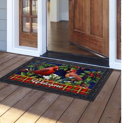 Briarwood Lane 22 in. W X 10 in. L Multi-Color Cardinal and Holly Polyester Door Mat