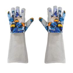 Garden Works M Leather Butterfly Blue Gardening Gloves