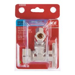 Ace 5/8 in. Compression in. X 3/8 in. Compression Brass Dual Shut-Off Valve