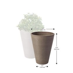 Algreen 13 in. H X 10 in. D Plastic Taper Spun Planter Taupe