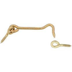 National Hardware Large Gold Solid Brass 3 in. L Hook and Eye 1 pk