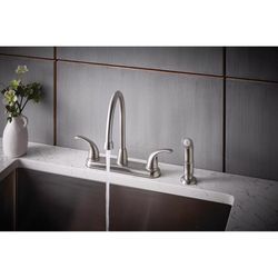 Oakbrook Collection Pacifica Two Handle Brushed Nickel Kitchen Faucet Side Sprayer Included