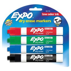 EXPO 1 Low Odor Assorted Color Dry Erase Markers 4 pk