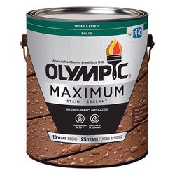 Olympic Maximum Solid Tintable Semi-Gloss White Base 2 Acrylic Latex Stain and Sealant 1 gal