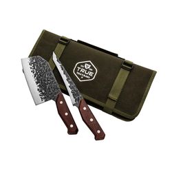 TRUE PrimalForge Stainless Steel Brown/Silver Grilling Knife Set