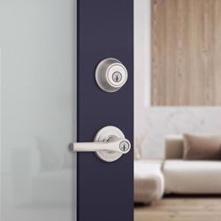 Kwikset Henley Satin Nickel Lever and Single Cylinder Deadbolt KW1 1-3/4 in.