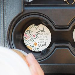 Sincere Surrounding God Palm Hand Flowers Coaster Ceramic 1 pk