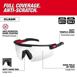 Milwaukee Wrap Around Safety Glasses Clear Lens Black Frame 1 pair