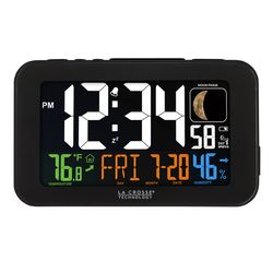 La Crosse Technology 5.56 in. Black Atomic Alarm Clock Digital Battery Operated