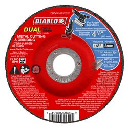 Diablo 4-1/2 in. D X 7/8 in. X 1/8 in. thick Aluminum Oxide Metal Dual Cut and Grind Disc 1 pk