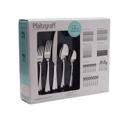 Pfaltzgraff Simplicity Silver Stainless Steel Flatware Set 53 pc