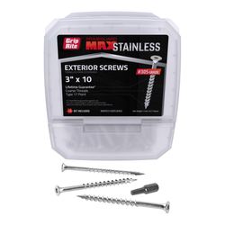 Grip-Rite PrimeGuard Max No. 10 wire X 3 in. L Silver Star Bugle Head Deck Screws 5 lb 340 pk