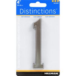 HILLMAN Distinctions 4 in. Silver Zinc Die-Cast Self-Adhesive Number 1 1 pc