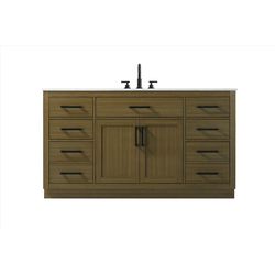 Home Living Single Chestnut Brown Vanity and Top 60 in. W X 22 in. D X 35 in. H