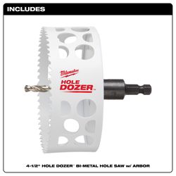 Milwaukee Hole Dozer 4-1/2 in. Bi-Metal 2 in. L X 3/8 in. D Hole Saw with Arbor and Pilot Bit Arbor