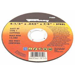 Forney 4-1/2 in. D X 7/8 in. X .045 in. thick Aluminum Oxide Metal Cut-Off Wheel 1 pc