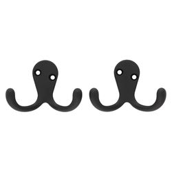 National Hardware Medium Matte Black Metal 1.76 in. L Double Hook 35 lb 2 pk
