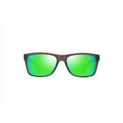 Maui Jim Kowelo Sunglasses Unisex Shiny Trans Dark Grey with Green Frame Maui Green Lens Polarized G