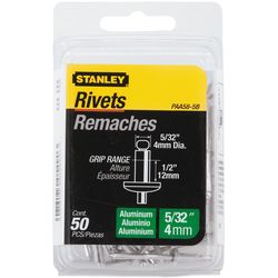 STANLEY 5/32 in. D X 1/2 in. Aluminum Blind Rivets Silver 50 pc