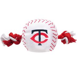 Pets First MLB For Dog Red/White Nylon Minnesota Twins Baseball Tug Dog Toy 1 pk