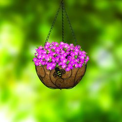 Panacea 8.37  H X 14  D Steel Bee-Conscious Hanging Basket Black