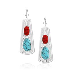 Montana Silversmiths Women's Turquoise and Coral Dangle Earrings