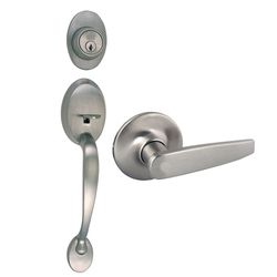 Design House Delavan Satin Nickel Entry Lock and Single Cylinder Deadbolt 1-3/4 in.