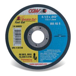 CGW Quickie Cut 4-1/2 in. D X 7/8 in. X .045 in. thick Aluminum Oxide Fast Cut Cut-Off Wheel 1 pc