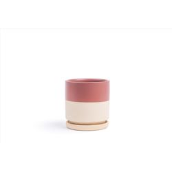 Momma Pots Gemstone Cylinder 6.5 in. W Porcelain Planter Top Half Dusty Rose