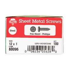 HILLMAN No. 12 Ga. X 1 in. L Phillips Pan Head Sheet Metal Screws 100 pk
