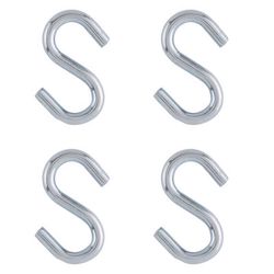 Ace Small Zinc-Plated Silver Steel 1.5 in. L S-Hook 80 lb 4 pk