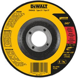 DeWalt High Performance 4 in. D X 5/8 in. X .045 in. thick Aluminum Oxide Cut-Off Wheel 1 pc