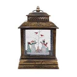 Alpine Snowmen with Cardinals Snowglobe