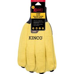 Kinco Men's Indoor/Outdoor Knit Wrist Chore Gloves Yellow XL 3 pair