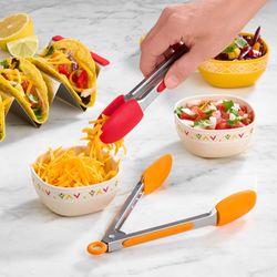Trudeau Orange/Red Silicone/Stainless Steel Tongs