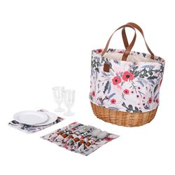 Picnic Time Floral Wicker Picnic Basket