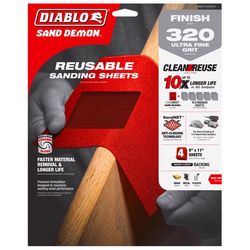 Diablo Sand Demon 9 in. L X 11 in. W 320 Grit Ceramic Blend Sanding Sheet 4 pk