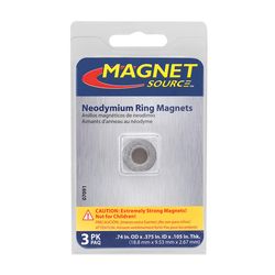 Magnet Source .105 in. L X .74 in. W Silver Ring Magnet Rings 5 lb. pull 3 pc