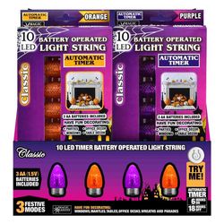 Magic Seasons Orange/Purple 9 in. Prelit String Lights