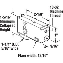 Prime-Line 1-1/4 in. Dia. x 3/8 in. L Steel Roller Assembly 1 pk