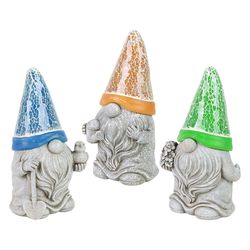 Exhart Assorted Resin 8 in. H Mosaic Hat Gnomes Solar Statue