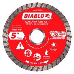 Diablo 5 in. D X 7/8 in. X .08 in. thick Diamond Masonry Cut-Off Disc 1 pk