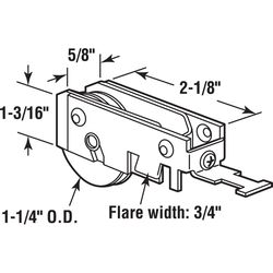 Prime-Line 1-1/4 in. D X 5/16 in. L Steel Pocket Door Roller Assembly 1 pk