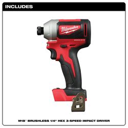Milwaukee M18 1/4 in. Cordless Brushless Impact Driver Tool Only