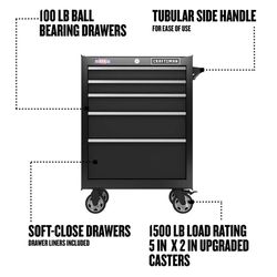 CRAFTSMAN S2000 26 in. 5 drawer Steel Rolling Tool Cabinet 37.5 in. H X 18 in. D