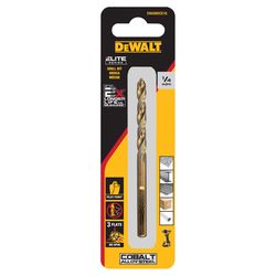 DeWalt ELITE SERIES 1/4 in. X 4 in. L Cobalt Steel Pilot Point Drill Bit Round Shank 1 pc