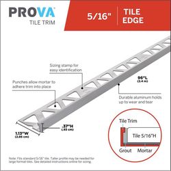 PROVA 0.365 in. H X 1.125 in. W X 96 in. L Prefinished Mill Aluminum Tile Edge