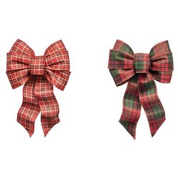 Holiday Trims Assorted 7 Loop Christmas Bow 8.5 in.