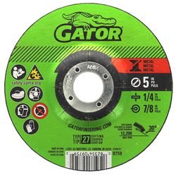 Gator 5 in. D X 7/8 in. X 1/4 in. thick Aluminum Oxide Type 27 Metal Grinding Disc 1 pk